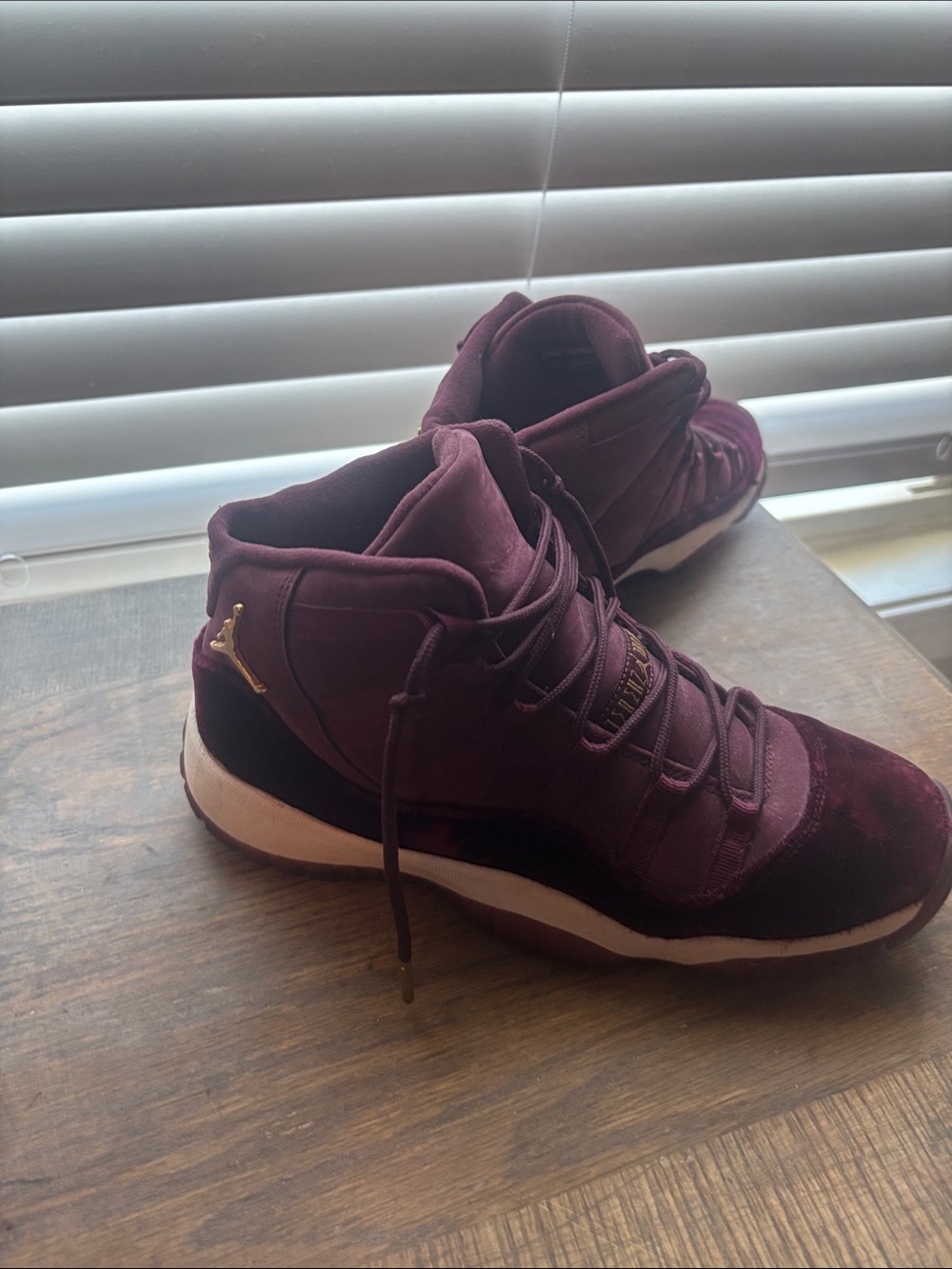 Jordan Women's Bordeaux Mid-Top Sneakers with Gold Jumpmans